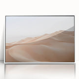 Framed acrylic wall art showcasing a vibrant desert landscape design, featuring warm hues of orange and yellow, perfect for adding a modern touch to home decor.