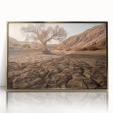 Framed acrylic wall art showcasing a stunning desert landscape design with golden accents, perfect for enhancing modern home decor and adding warmth to any space.