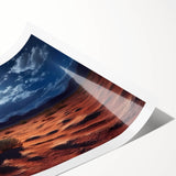 Desert landscape wall art print showcasing vibrant sunset hues and intricate textures, rolled and ready for framing, perfect for home decor enthusiasts.