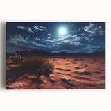 Stretched canvas artwork showcasing a stunning desert landscape design with vibrant colors and intricate details, perfect for home decor or gallery display.