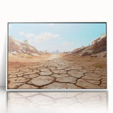 Framed acrylic wall art featuring a vibrant desert landscape design with warm colors, perfect for home decor. The artwork showcases a serene sunset over sand dunes, enhancing any interior space.