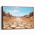 Framed canvas wall art depicting a stunning desert landscape with vibrant colors and intricate details, viewed from the side against a neutral background.