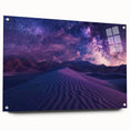 Acrylic glass wall art collection showcasing a stunning desert landscape design, displayed from a side view with decorative pins, ideal for modern home decor.
