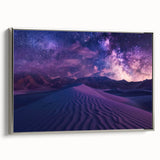 Framed canvas wall art showcasing a stunning desert landscape design, with intricate details and a silver frame, perfect for modern home decor enhancement.
