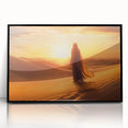 Framed acrylic wall art featuring a stunning desert landscape design with vibrant colors, showcased in a sleek black frame to enhance any modern decor.