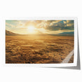Desert landscape wall art print showcasing vibrant orange and yellow hues, featuring abstract cacti silhouettes on a textured canvas, ideal for home decor.