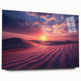 Acrylic wall art collection showcasing a vibrant desert landscape design, viewed from the side, featuring warm earth tones and intricate details, perfect for modern home decor.