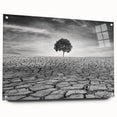 Desert landscape wall art collection displayed in acrylic glass, featuring vibrant colors and intricate details, showcasing a serene side view with decorative pins.