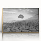 Framed acrylic wall art showcasing a stunning desert landscape design, featuring rich gold accents and vibrant colors, perfect for modern home decor.