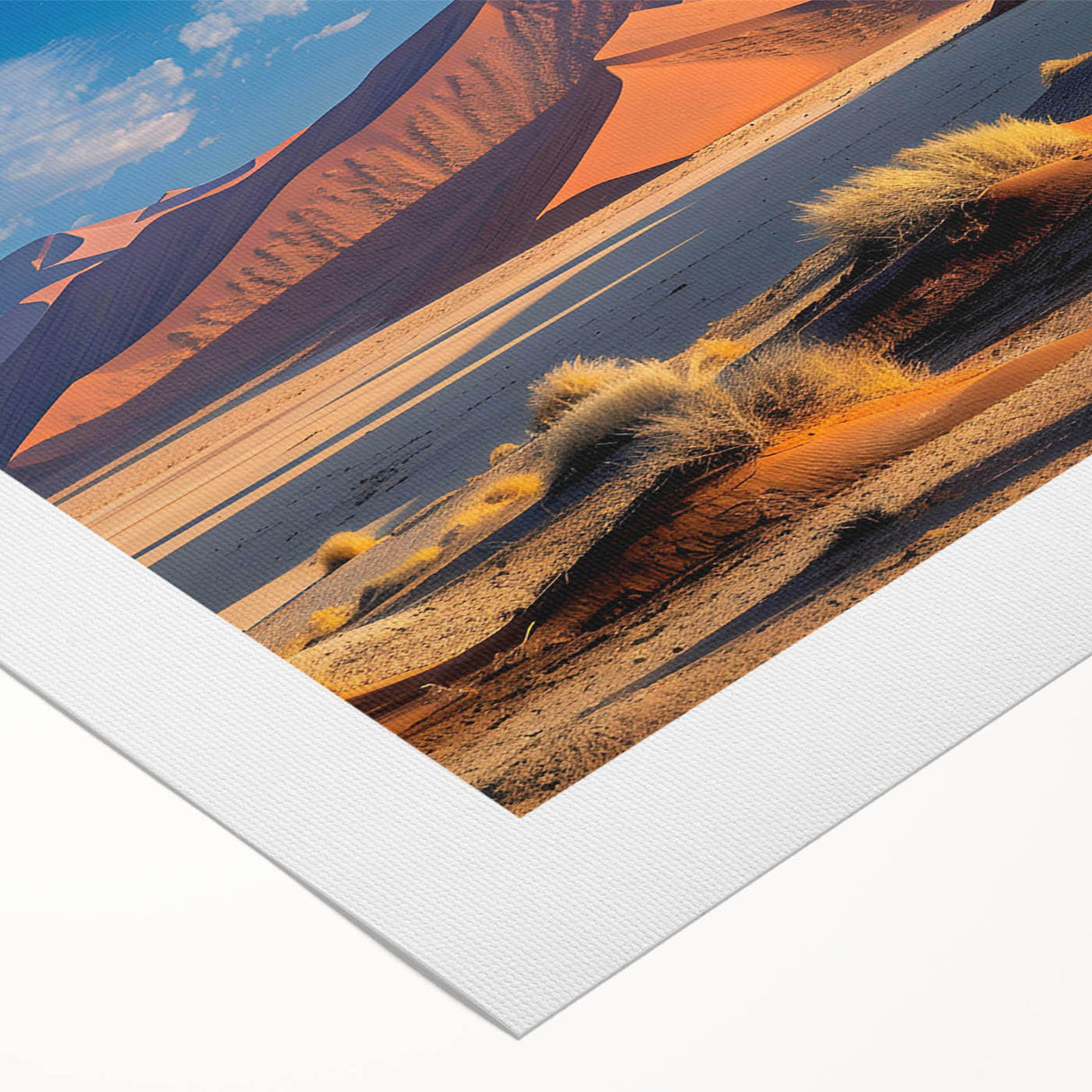 Rolled canvas wall art showcasing a stunning desert dune landscape in warm tones, perfect for enhancing home décor with a touch of natural beauty.