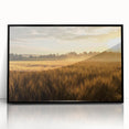 Framed acrylic wall art featuring a vibrant landscape design with fields and nature elements, showcased in a sleek black frame, ideal for modern decor.