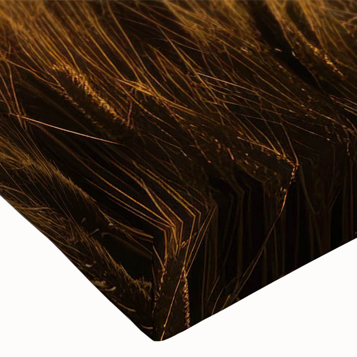 Close-up of a stretched canvas artwork depicting a vibrant landscape of rolling green fields under a blue sky, ideal for home decor and artistic inspiration.