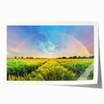 Vibrant rolled print showcasing a picturesque landscape with lush green fields and a clear blue sky, ideal for home decor or office aesthetics, delivered in protective packaging.