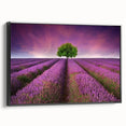 Framed wall art featuring a landscape design with vibrant fields and a black border, viewed from the side, ideal for enhancing home decor with natural beauty.