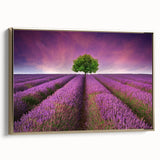 Framed canvas wall art showcasing a serene landscape with golden accents, perfect for home decor, viewed from a side angle, highlighting its elegant design and texture.