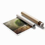 Vibrant landscape wall art print showcasing rolling green fields under a bright blue sky, perfect for home decor. Printed on high-quality canvas for an artistic touch.
