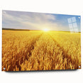 Vibrant acrylic glass wall art featuring a scenic landscape of rolling fields, beautifully framed with pins, ideal for enhancing home decor with nature-inspired elegance.