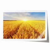 Vibrant abstract landscape print showcasing rolling green fields under a bright blue sky, perfect for home decor or art collection, rolled and ready for framing.