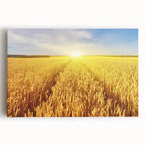 Stretched canvas wall art showcasing a vibrant landscape design with rolling fields and blue skies, perfect for home decor. Ideal for creating a serene atmosphere.