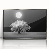 Framed acrylic wall art featuring a serene landscape with vibrant green fields and a silver border, ideal for modern home decor and uplifting ambiance.