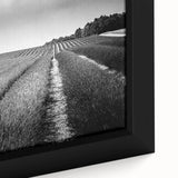 Framed close-up of a vibrant landscape wall art design showcasing rolling fields and vivid colors, ideal for home decor enhancement and artistic ambiance.