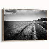Framed canvas wall art featuring a serene landscape of golden fields, highlighted by rich textures and elegant framing, perfect for home decor.
