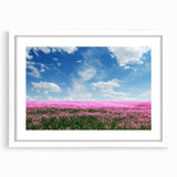 Framed landscape wall art collection showcasing vibrant fields in a white mat, perfect for enhancing interior decor with a touch of nature's beauty.