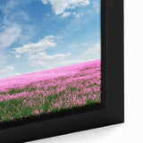 Framed canvas wall art showcasing a vibrant landscape field design in warm tones, featuring rolling hills and a serene sky, perfect for home decor.