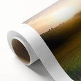 Vibrant rolled canvas artwork showcasing a stunning landscape field design, featuring rich greens and golden hues, perfect for home decor or gallery display.