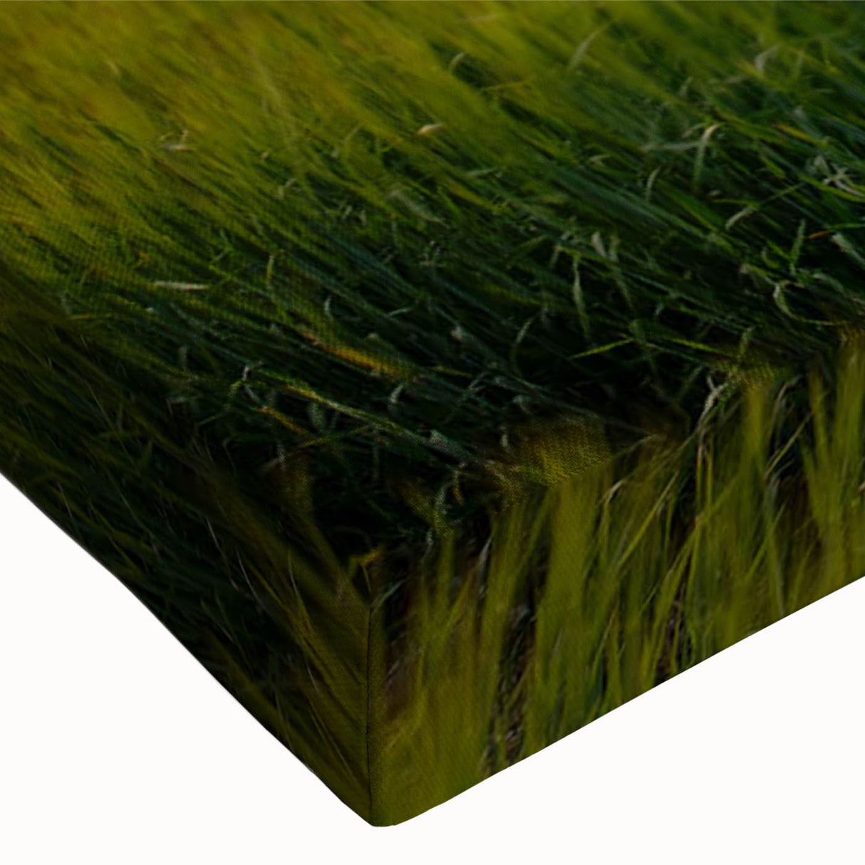 Close-up of a stretched canvas wall art design showcasing vibrant abstract landscapes with rich colors and intricate textures, perfect for home decor enhancement.