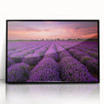 Framed wall art featuring a vibrant landscape design with fields and abstract patterns, displayed in a sleek black frame, ideal for enhancing modern home decor.