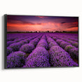 Framed wall art featuring a serene landscape scene with lush green fields and a vibrant blue sky, presented in a sleek black frame for modern decor.
