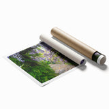 Rolled print of a vibrant landscape garden design, showcasing vivid colors and intricate details, perfect for enhancing home decor in a stylish setting.