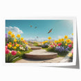 Rolled print showcasing a vibrant landscape garden design featuring lush greenery and colorful flowers, ideal for home decor or art collection.