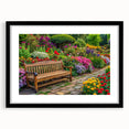 Framed wall art piece showcasing a vibrant landscape garden design with a black mat and sleek frame, ideal for enhancing home decor aesthetics.