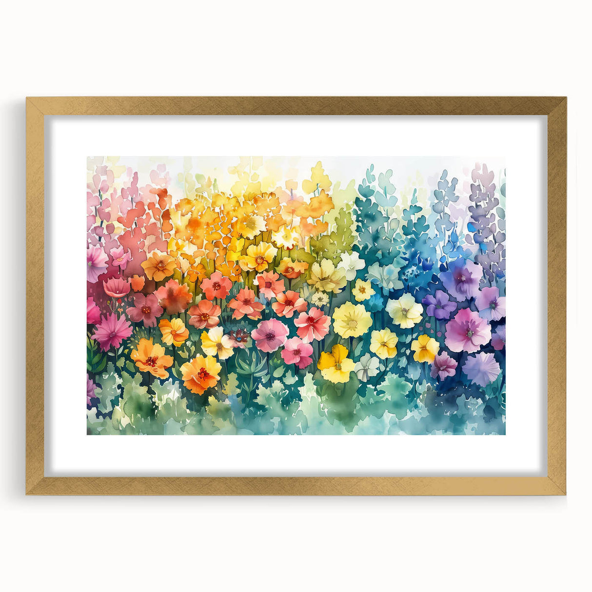 Framed wall art collection showcasing a stunning landscape garden design in gold accents, ideal for enhancing home decor with elegance and style.