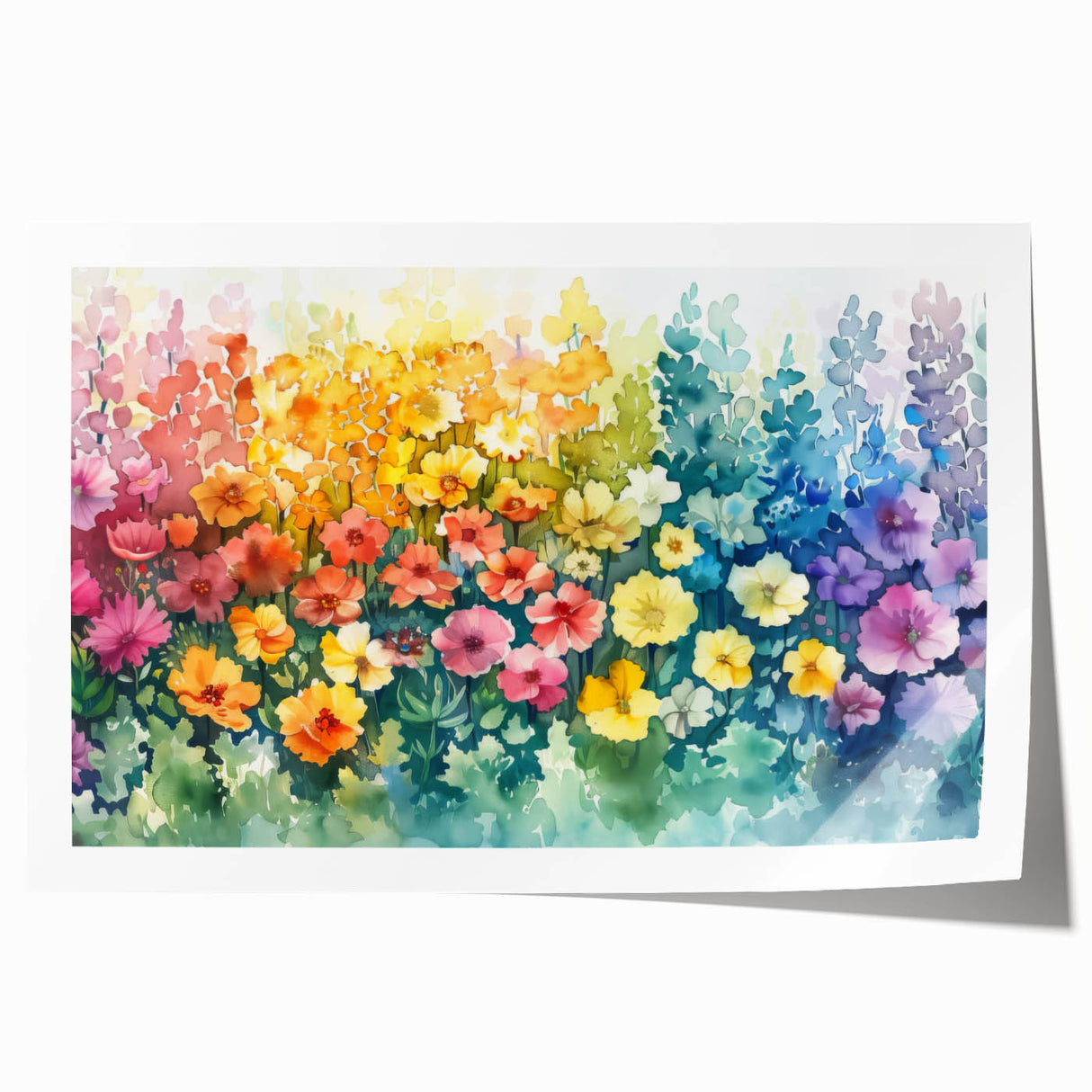 Vibrant rolled print showcasing a stunning landscape garden design, featuring rich colors and intricate details, ideal for home decor and art enthusiasts.