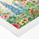 Rolled canvas artwork showcasing a vibrant landscape garden design, featuring lush greenery and colorful flowers, perfect for home decor or art collectors.