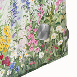 Close-up of a vibrant acrylic glass artwork depicting a lush garden landscape, showcasing vivid colors and intricate details, perfect for home decor enhancement.