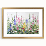 Framed wall art collection showcasing a vibrant landscape garden design with a gold mat, perfect for enhancing interior decor and adding elegance to any space.