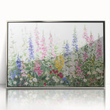 Framed acrylic wall art showcasing a serene landscape garden design, featuring vibrant colors and intricate details, ideal for home decor enhancement.