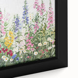 Framed canvas wall art showcasing an intricate garden landscape design, featuring vibrant colors and detailed textures, ideal for home decor enhancement.