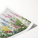 Rolled print of a vibrant landscape garden design wall art, showcasing lush greenery and colorful flowers, perfect for home decor or office spaces.