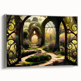 Framed canvas wall art showcasing a stunning landscape design with vibrant colors and intricate details, featuring a sleek silver frame that enhances the artwork, perfect for modern home decor.