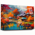 Acrylic glass wall art collection showcasing a vibrant landscapes and gardens design, viewed from the side with decorative pins, perfect for home decor.