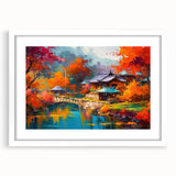 Framed wall art from the Landscapes & Gardens collection, showcasing a serene garden scene with vibrant colors and intricate details, presented in a white mat.