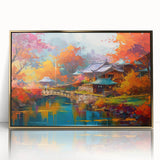 Framed wall art showcasing a vibrant landscape garden design with a gold-acrylic finish, enhancing home decor with elegance and sophistication. Perfect for nature enthusiasts.