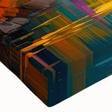 Close-up of a stretched canvas artwork showcasing a vibrant landscape garden design with rich colors and intricate details, ideal for home decor or art collection.