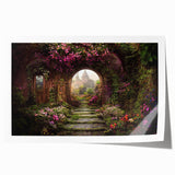 Rolled print showcasing a vibrant landscape garden design with lush greenery and colorful flowers, ideal for home decor and artistic ambiance.