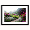 Framed wall art collection showcasing vibrant landscapes and gardens, featuring a sleek black frame and white matting, perfect for home decor enhancement.